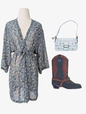 Vintage La Senza Robe Belted Y2K Size Medium Blue Lingerie